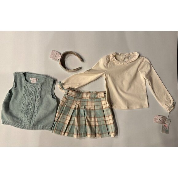 NWT Tommy Bahama Christmas Holiday Dress up Girls 4 Pc Sweater vest Skirt Sz 4T - Picture 4 of 13